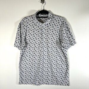 G Fore Polo Shirt Mens M White Skull Logo‎ AOP Sketch Performance Golf Preppy